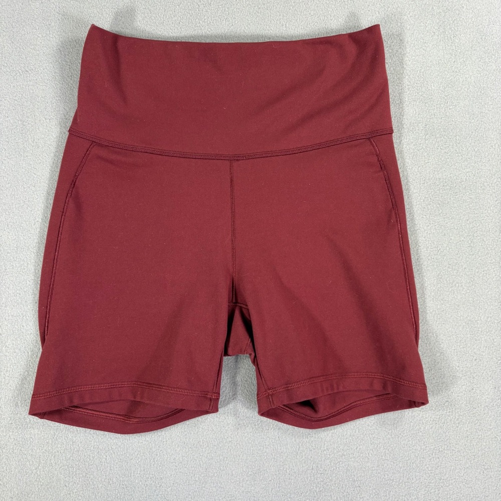 Adidas Biker Shorts Women Medium Burgundy Excellent Aeroready High Waist IJ6842
